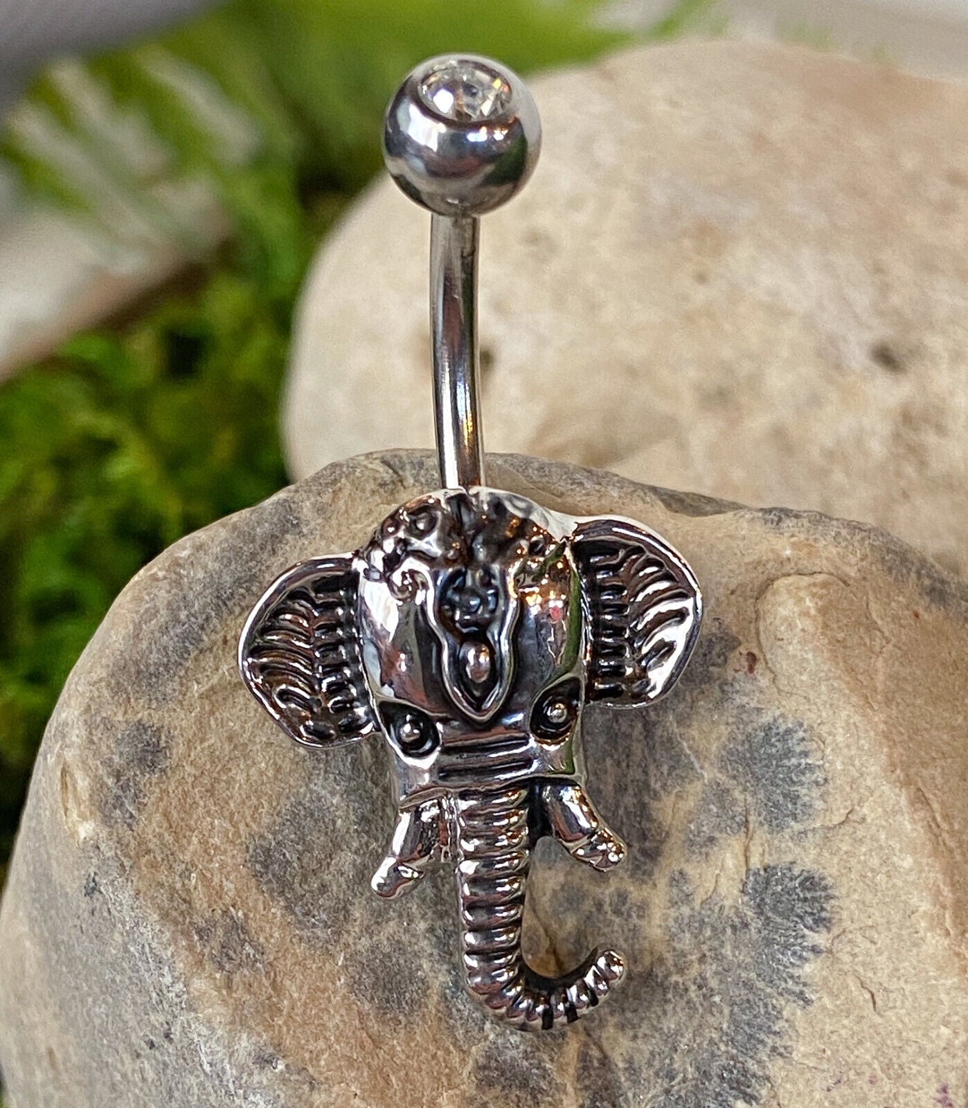 1pc Elephant Head CZ Gem Belly Ring Pierced Navel Naval