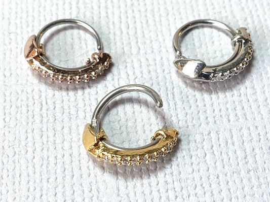 1pc Bendable CZ Gem Arrow Nose Hoop / Cartilage Ring Rook Daith Helix Tragus
