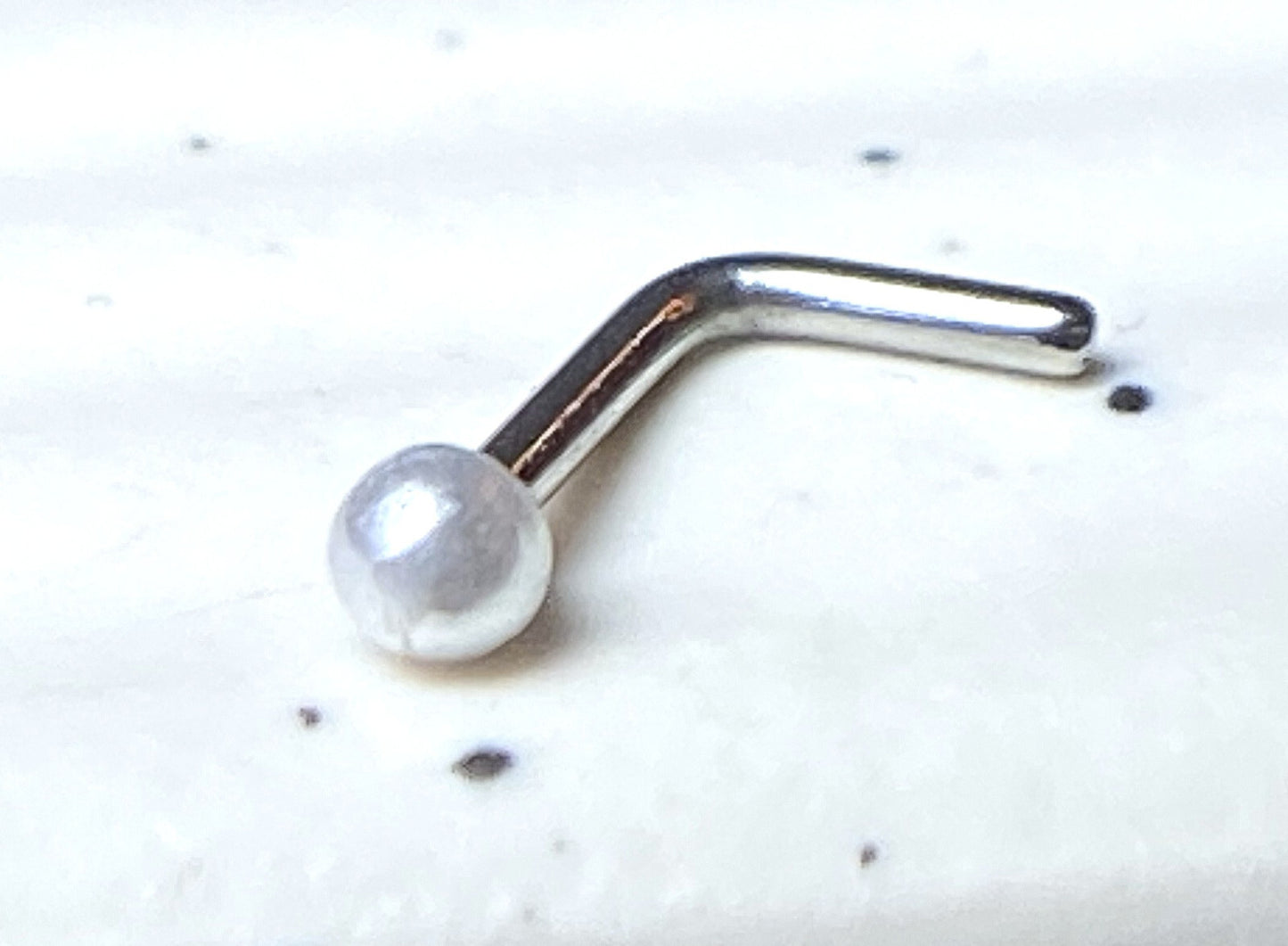 1pc Pearl Coated Ball 20g L-Bend Nose Ring Stud 316L Surgical Steel