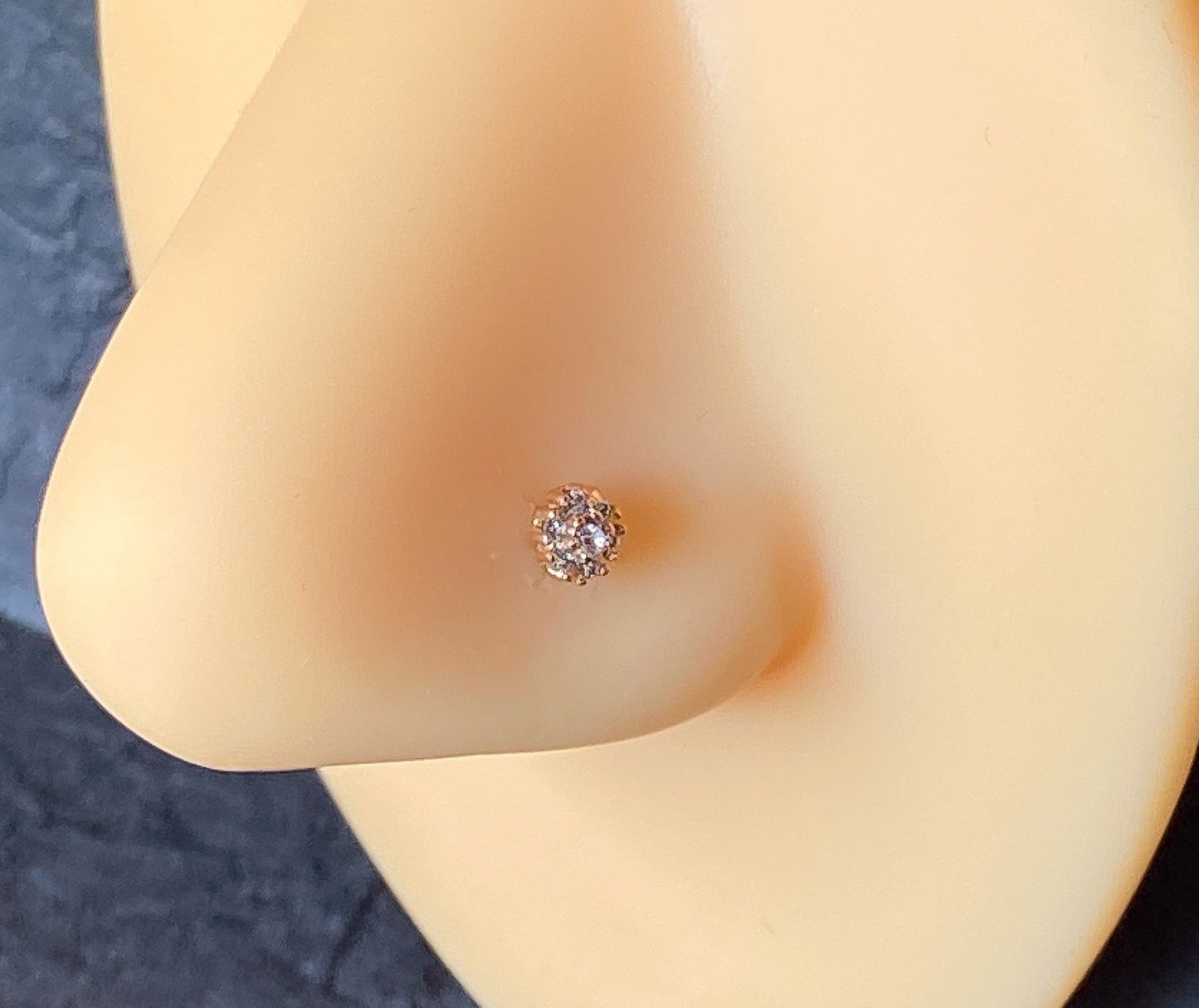 1pc Flower CZ Gem 20g Nose Ring Stud Bone Double Tiered 316L Surgical Steel