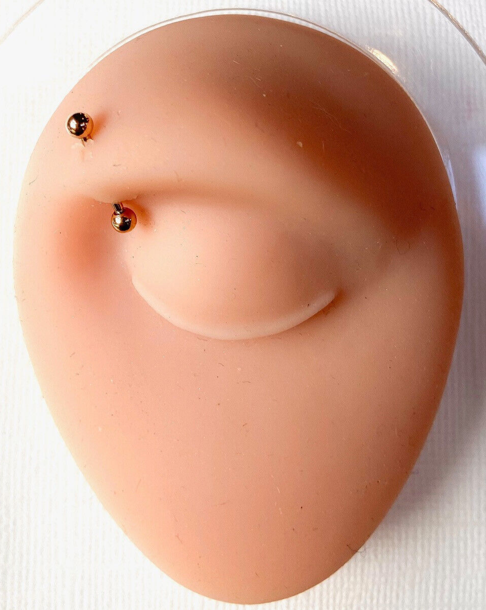 1pc Rose Gold Straight Barbell Tongue Industrial Tragus Eyebrow Nipple Ring