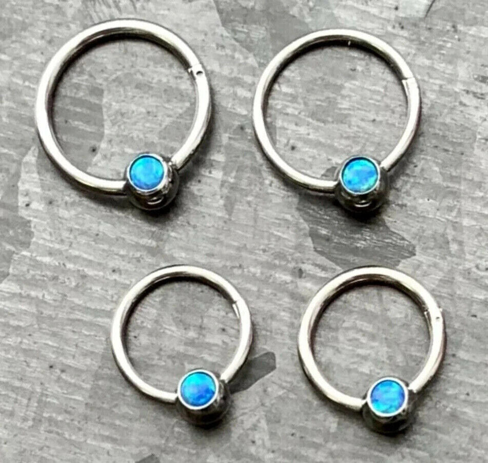 1pc Opal Ball Hinged Segment Ring Septum Clicker Captive Bead Helix Cartilage
