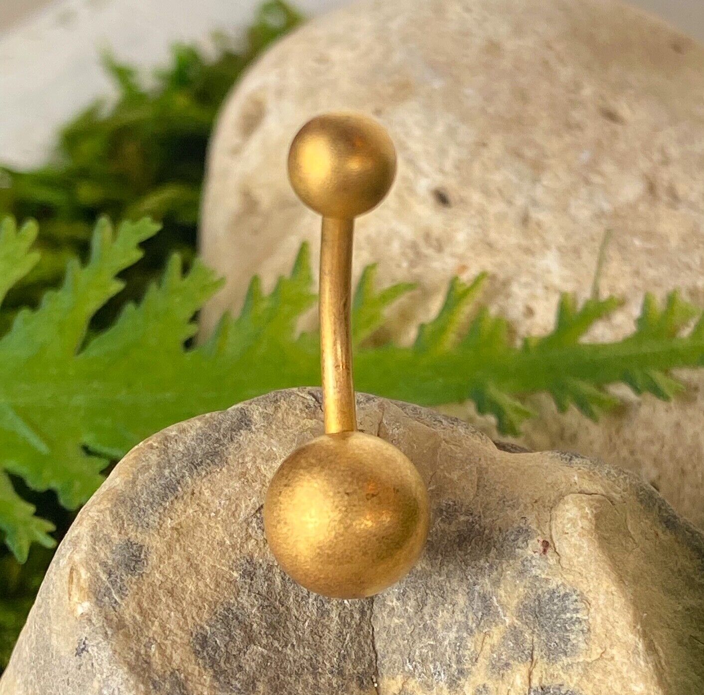 Simple Brushed Gold IP Belly Ring Ball Pierced Navel Curved Barbell 14g, 16g