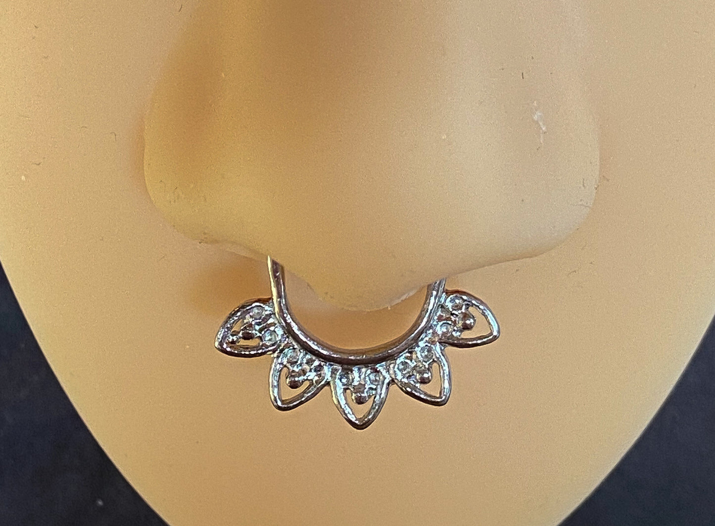 1pc 100% SURGICAL STEEL Full Heart Filigree Clicker Pierced Nose Ring 14g 16g