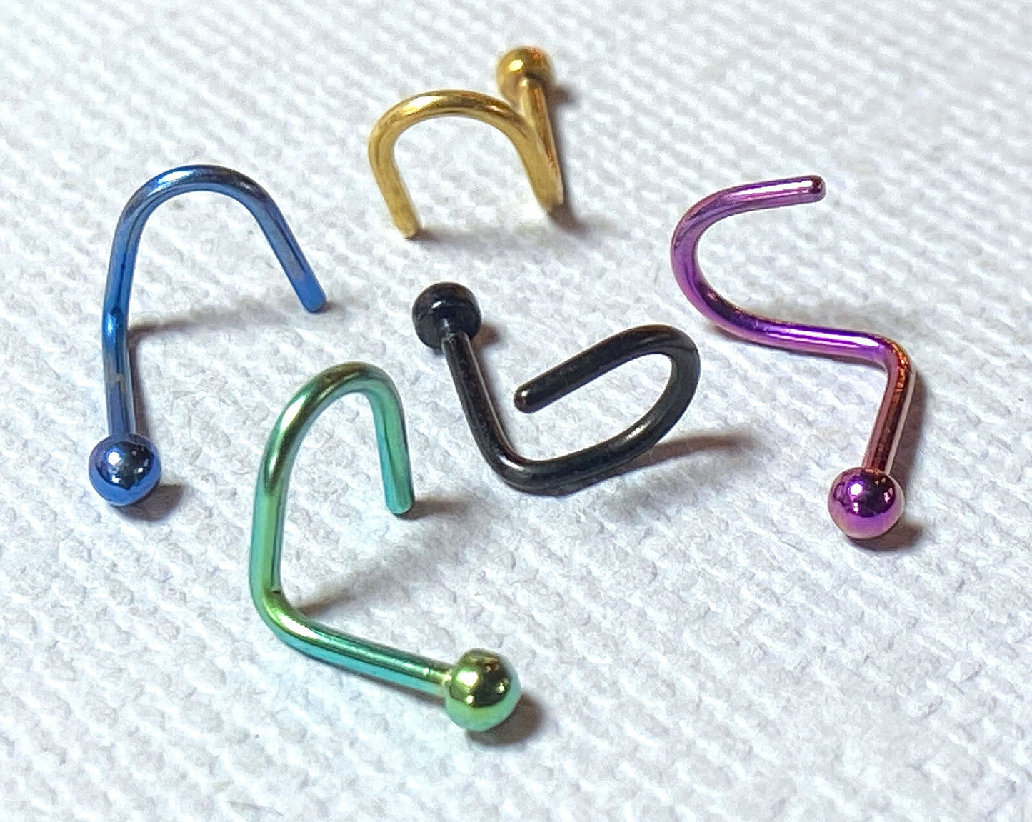 5pc Value Pack Titanium IP Steel Dome Top Nose Ring Screws - choose 18g or 20g