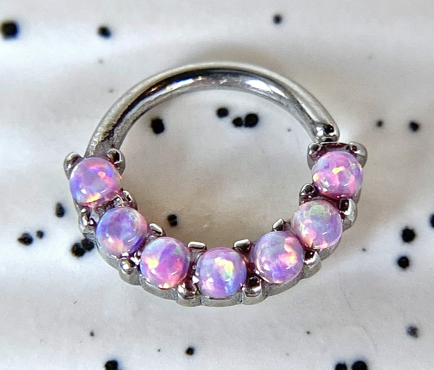 1pc Bendable 7 Opals Front Facing Hoop Septum Ring Cartilage Daith Helix Tragus