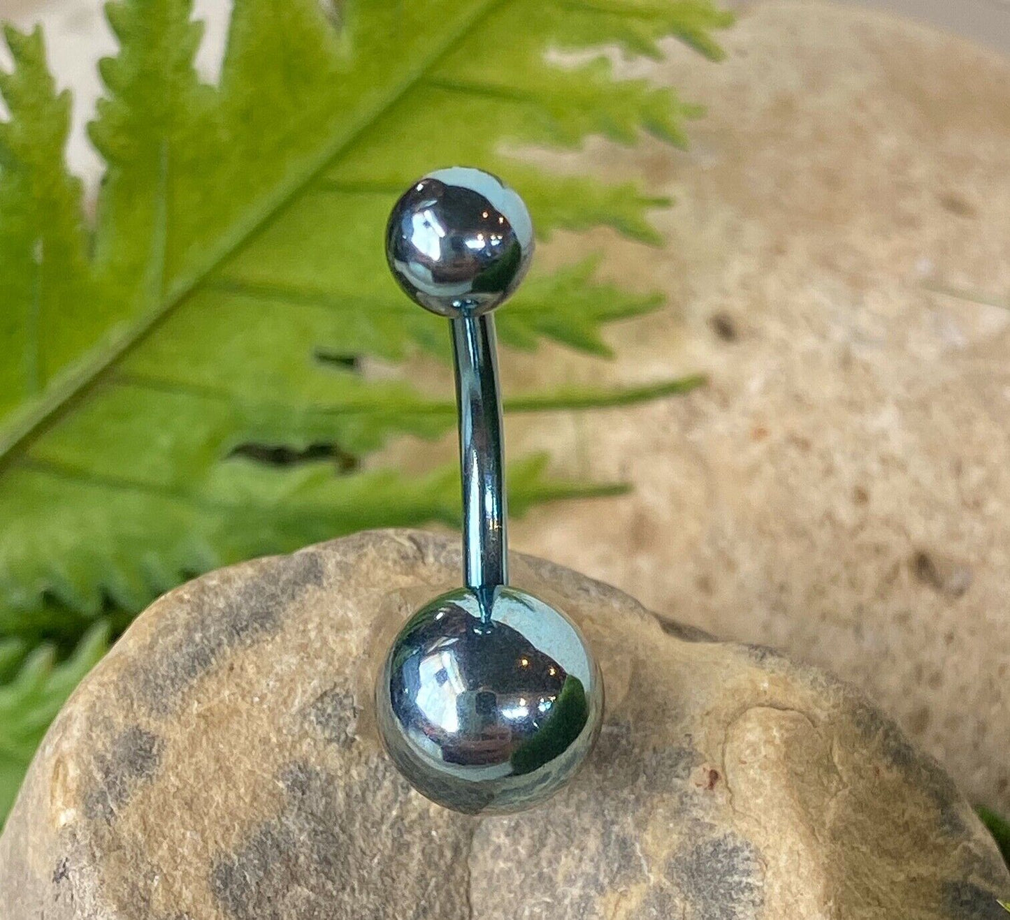 1pc Titanium Ion Plated Simple Double Ball Belly Ring Pierced Navel Naval