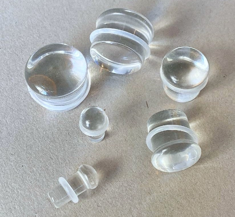 PAIR Clear Glass Single Flare Plugs Gauges Tunnels Earlets Body Piercing Jewelry