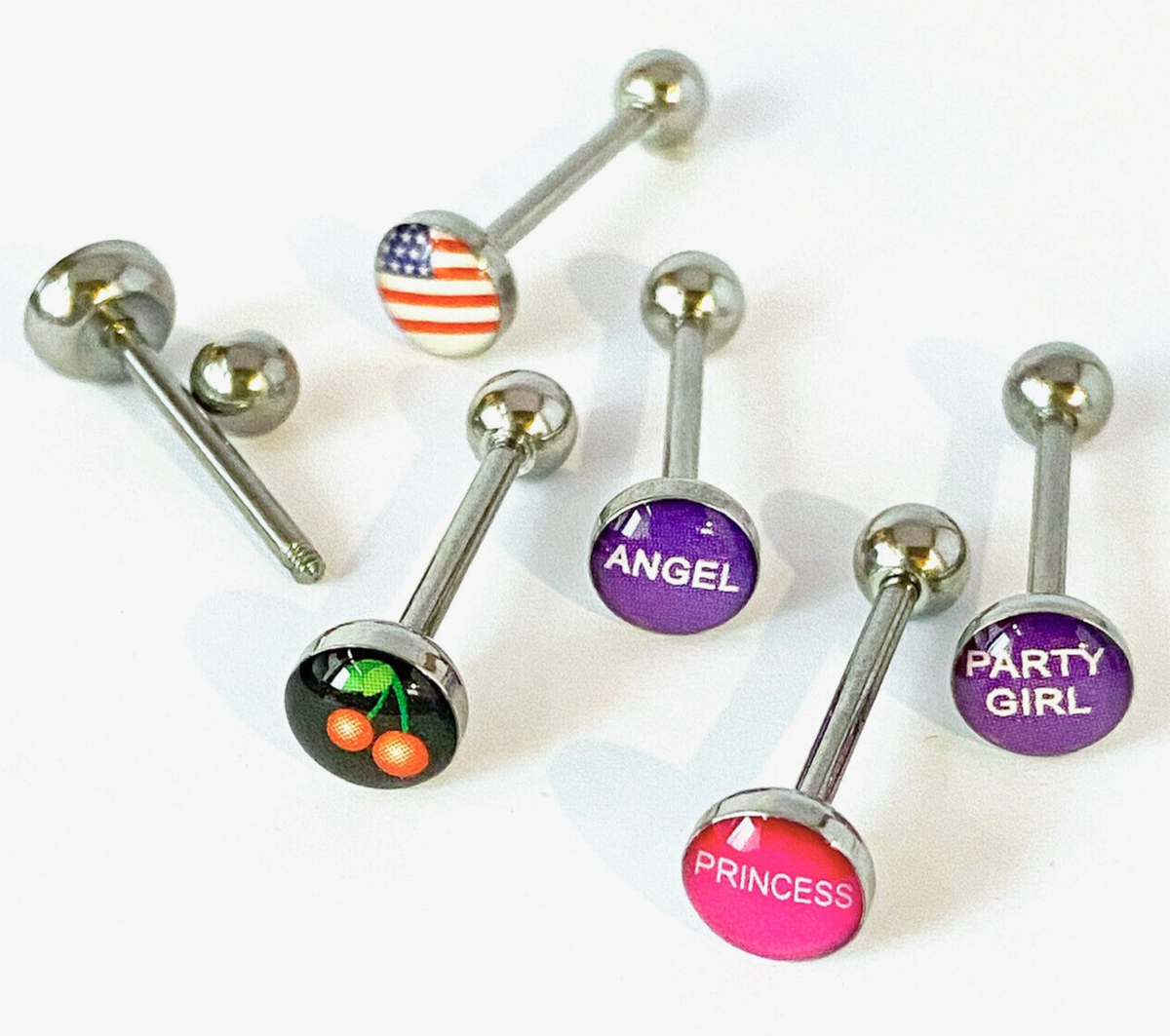 1pc Dome Logo Tongue Ring - choose from Adult Sayings, Sex, Bad Words +more!