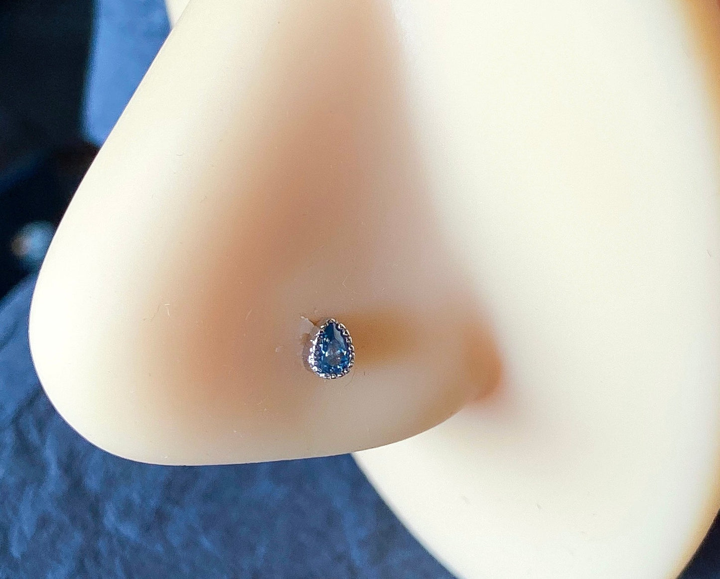 1pc Teardrop CZ Gem 20g Nose Ring Stud Bone Tear Drop 316L Surgical Steel
