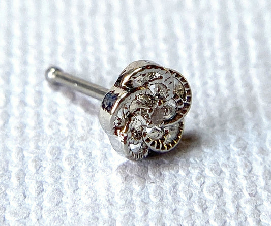 CZ Tiny CZ Centered Flower Top 20g Surgical Steel Nose Stud Bone Nostril Ring