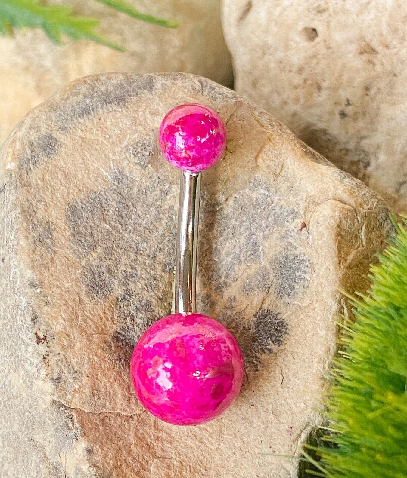 1pc Acrylic Fossil Ball Belly Ring Navel Piercing Pierced Naval Body Jewelry