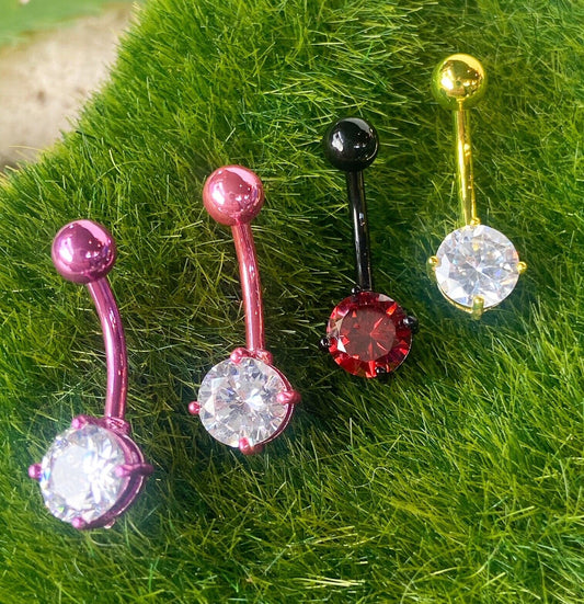 1pc Neon Titanium Plated Surgical Steel Solitaire Belly Ring Navel Naval