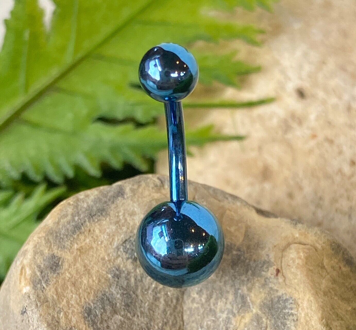 1pc Titanium Ion Plated Simple Double Ball Belly Ring Pierced Navel Naval