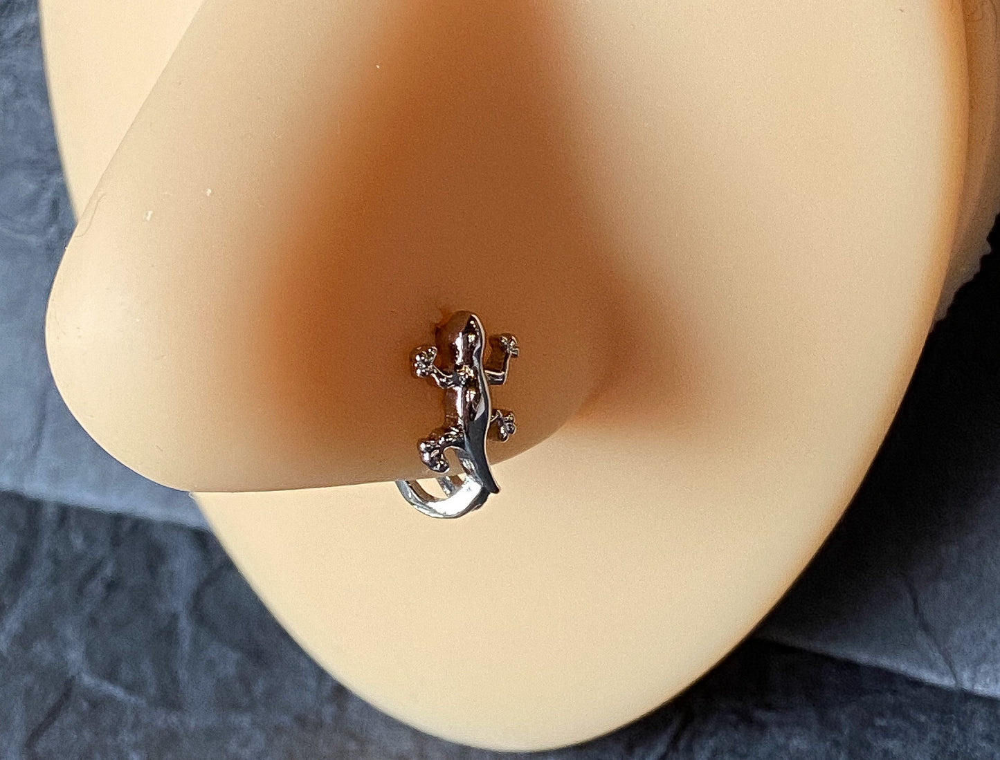 1pc Gecko Lizard Design Stud Nose Crawler Ring