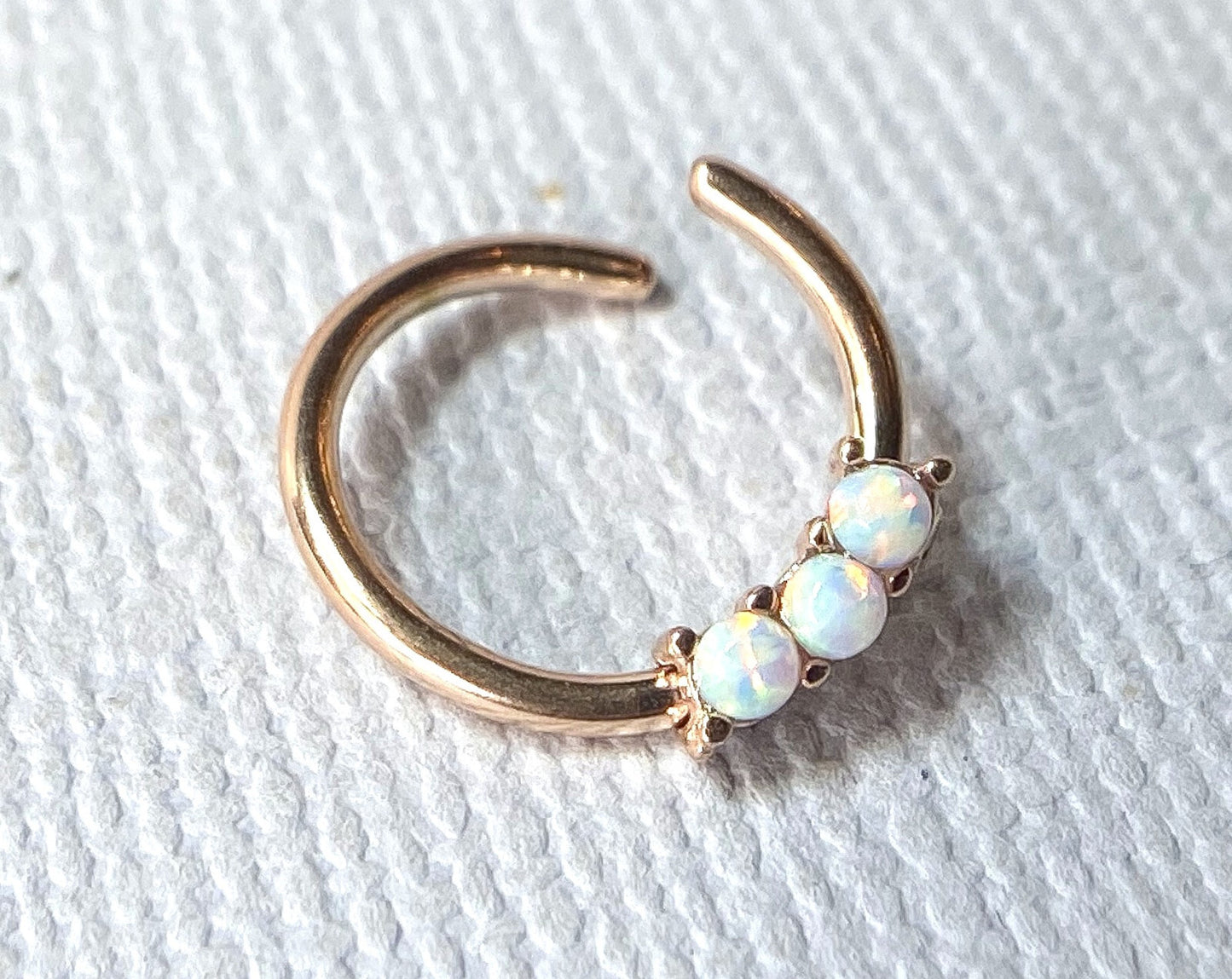 1pc Three Opal Ion Plated Septum / Cartilage Hoop Ring Rook Daith Helix Tragus