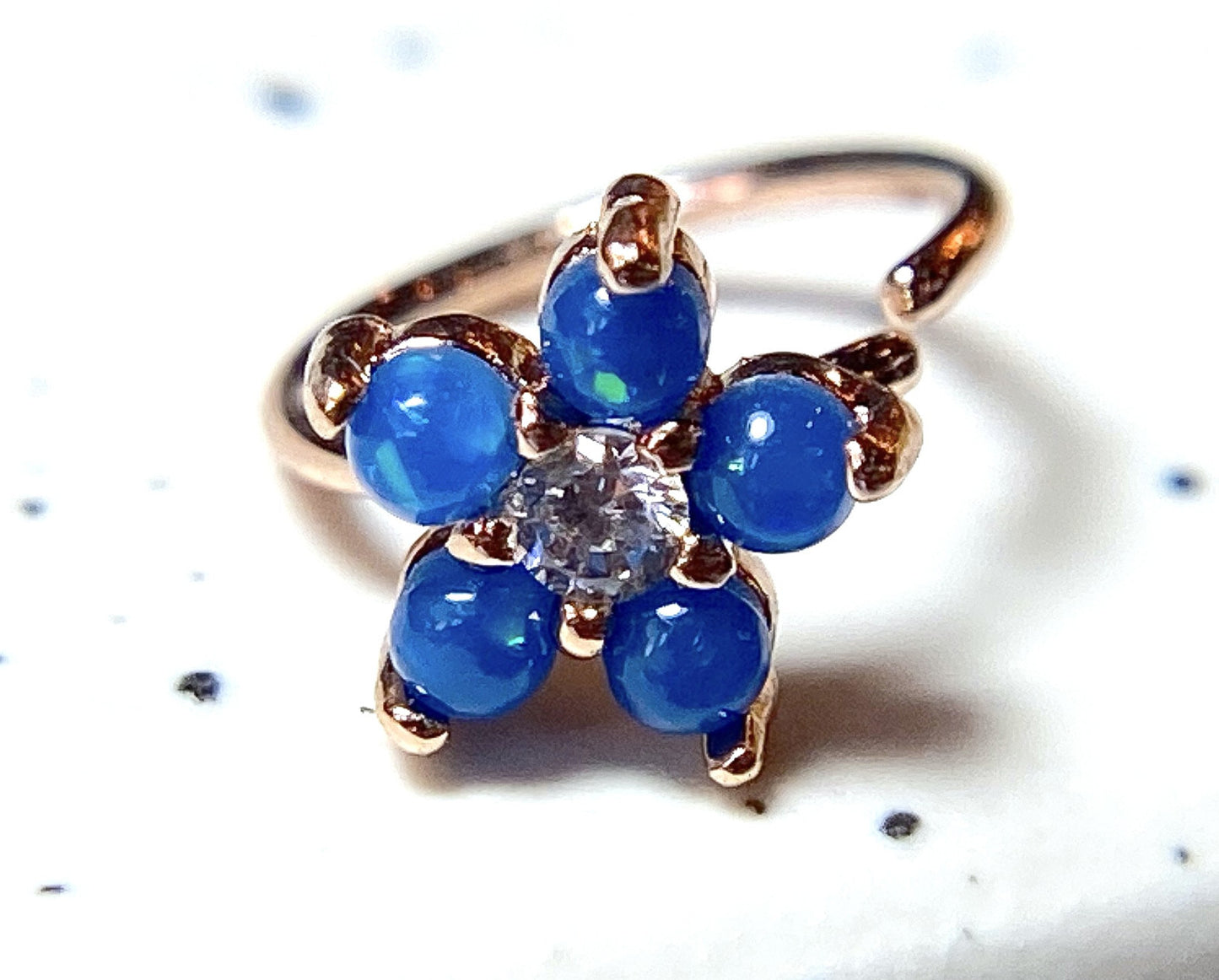 1pc Rose Gold Opal Flower Hoop Nose / Cartilage Ring Rook Daith Helix Tragus