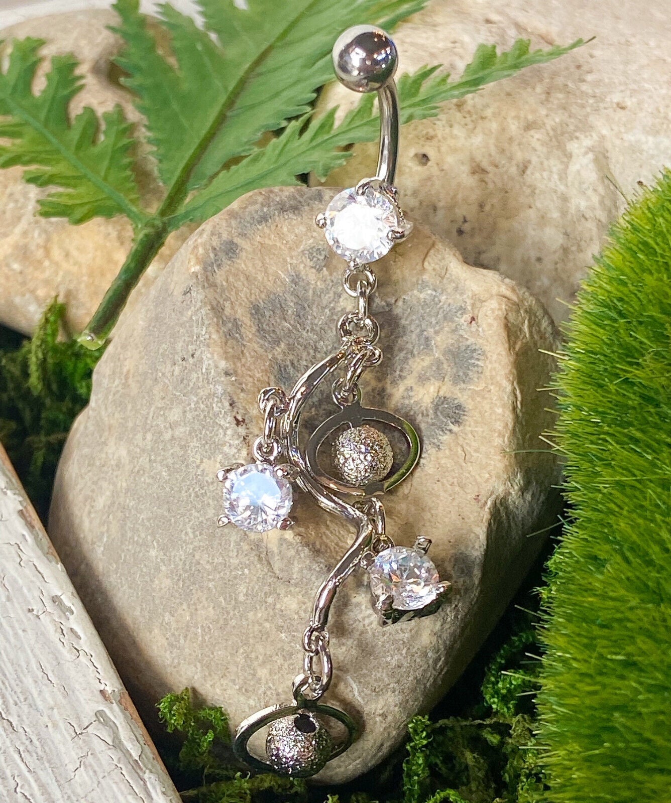 1pc Jingle Bell Gem Chandelier Belly Ring Navel Piercing Naval Body Jewelry