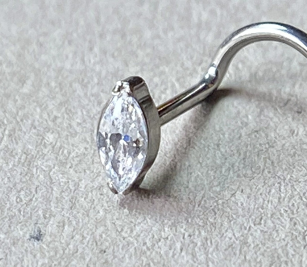 1pc Implant Grade Titanium Marquise Gem Nose Screw Ring 18g or 20g