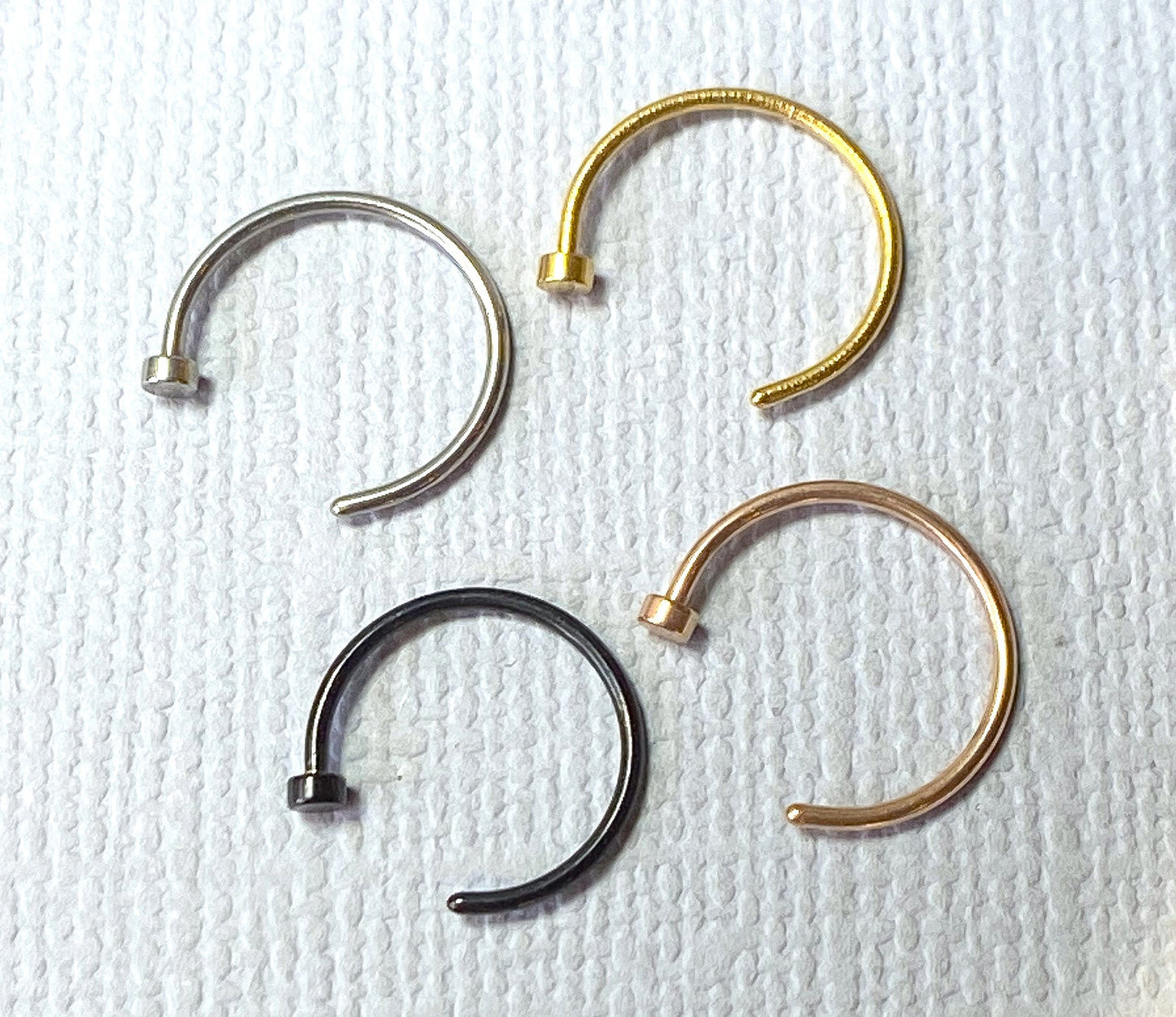 4pcs Nose Hoop Rings 316L Surgical Steel, Silver, Rose Gold, Black, Gold