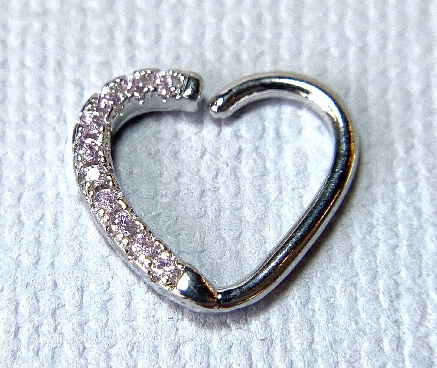 1pc Heart Bendable Ear Hoop Ring Lined CZ Gems Cartilage Daith Helix Snug