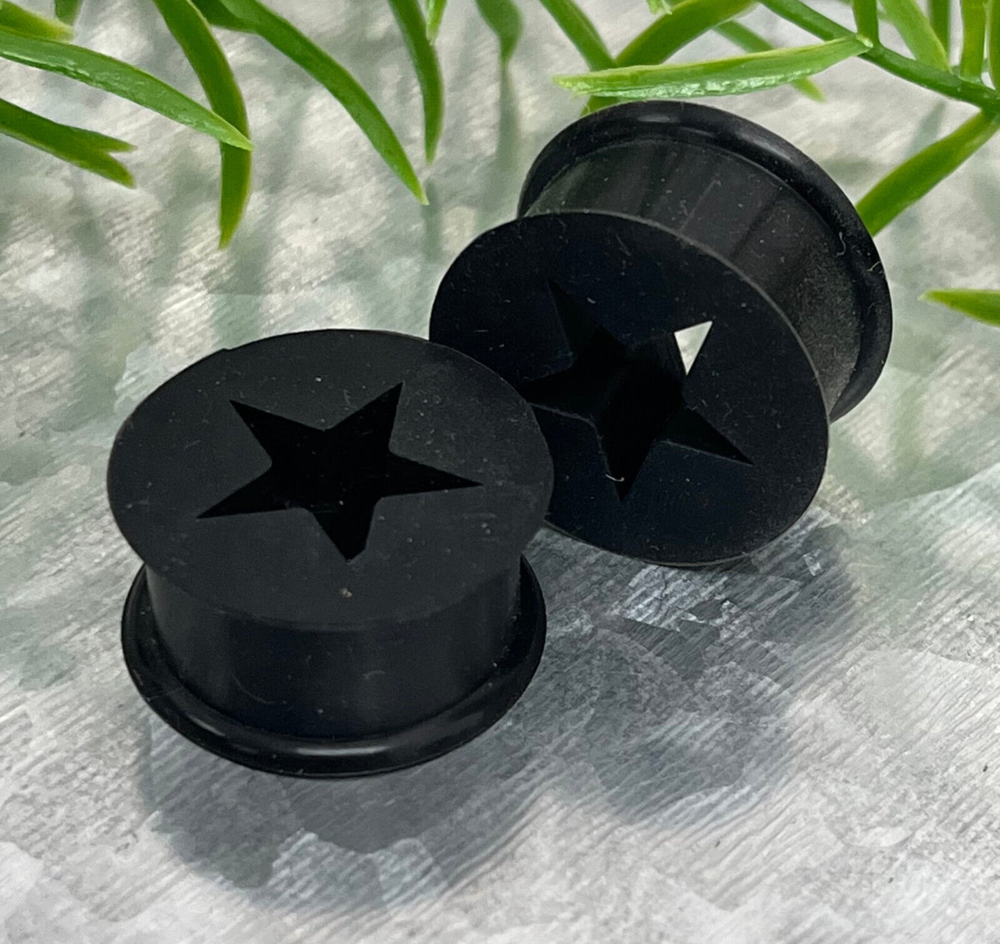 PAIR Star Silicone Tunnels Plugs Earlets Gauges Body Jewelry