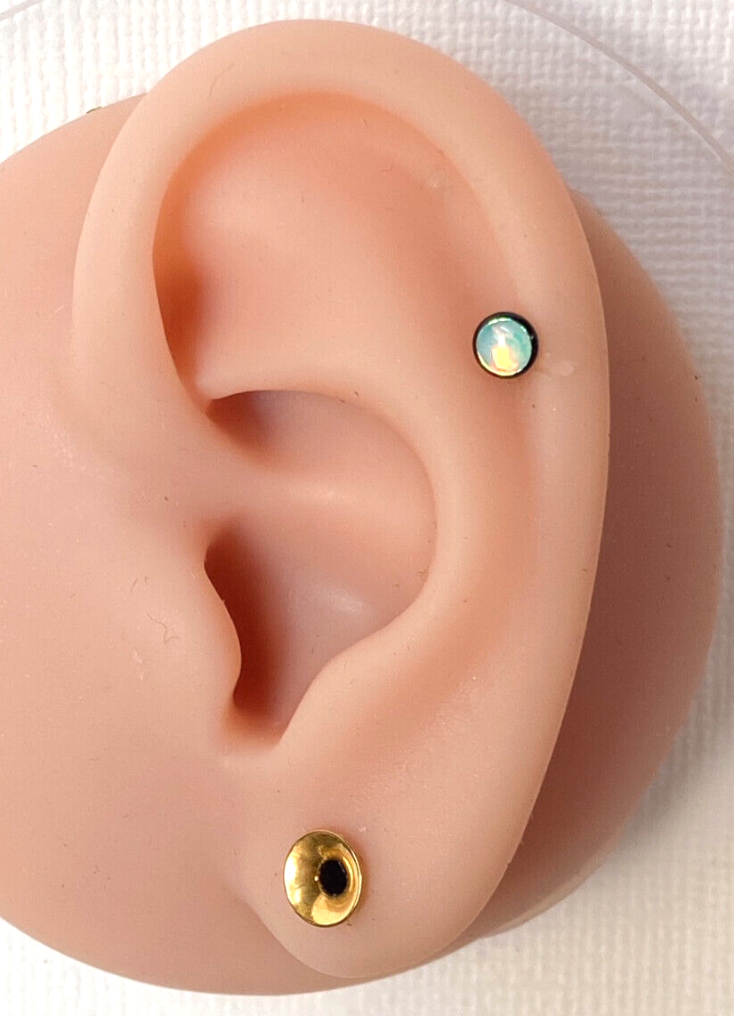 1pc Iridescent Stone Labret Stud Helix Tragus Cartilage Internally Threaded