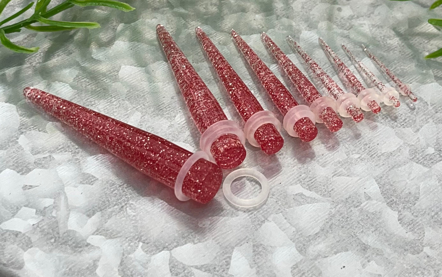 18pc Glitter Taper Expansion 14g thru 00g Plugs Gauges Expanders Stretching Kit