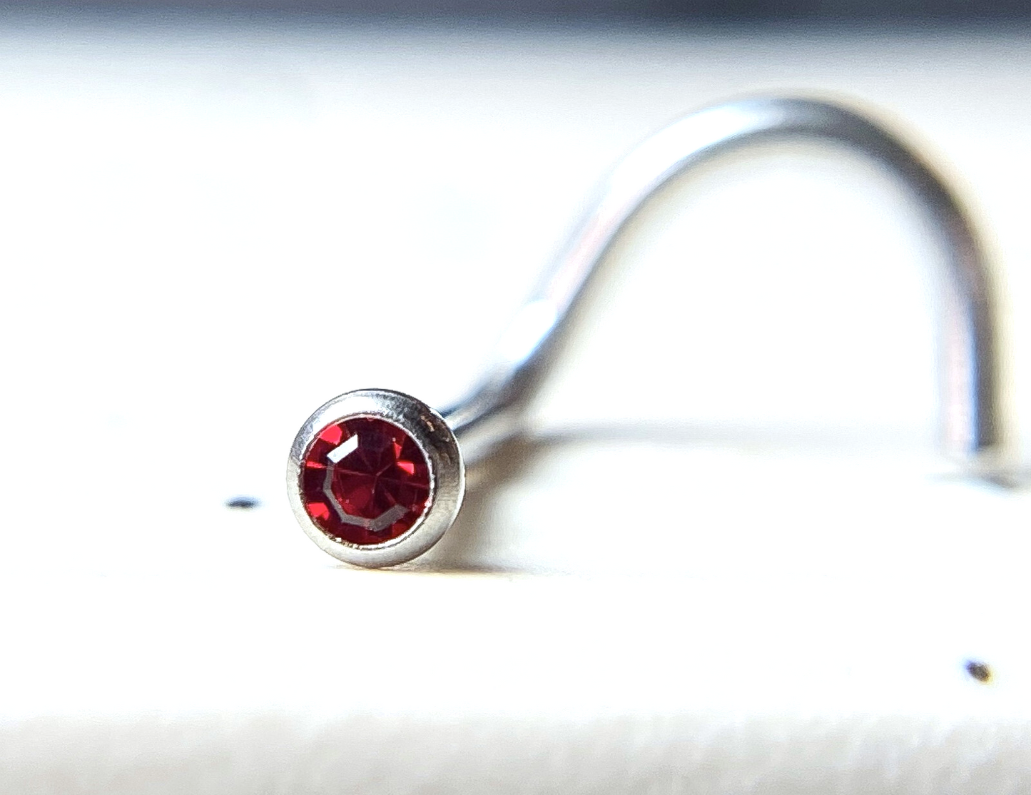 1pc Surgical Steel Nose Screw Ring w/ 2mm Press-Fit Gem Ball - choose color