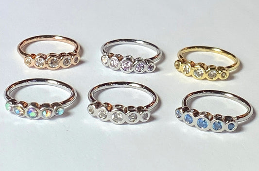 1pc Bendable Nose Hoop / Cartilage Ring Five Bezel Set CZ Gems for Rook, Daith