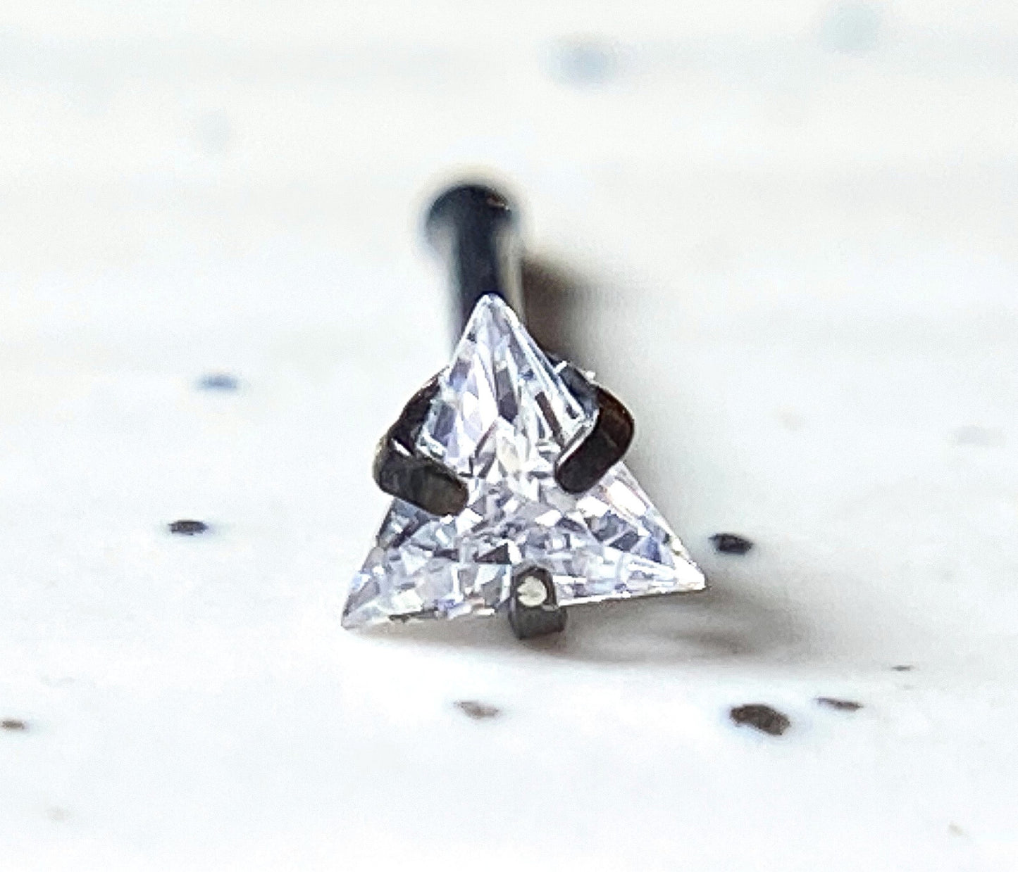 1pc Triangle CZ Gem Top 20g Nose Ring Stud Bone 316L Surgical Steel