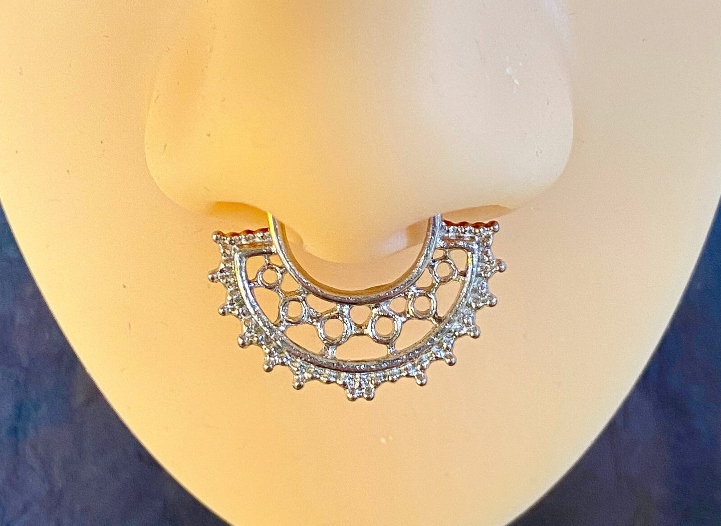 1pc 100% SURGICAL STEEL Wide Fan Clicker Pierced Nose Ring 14g 16g