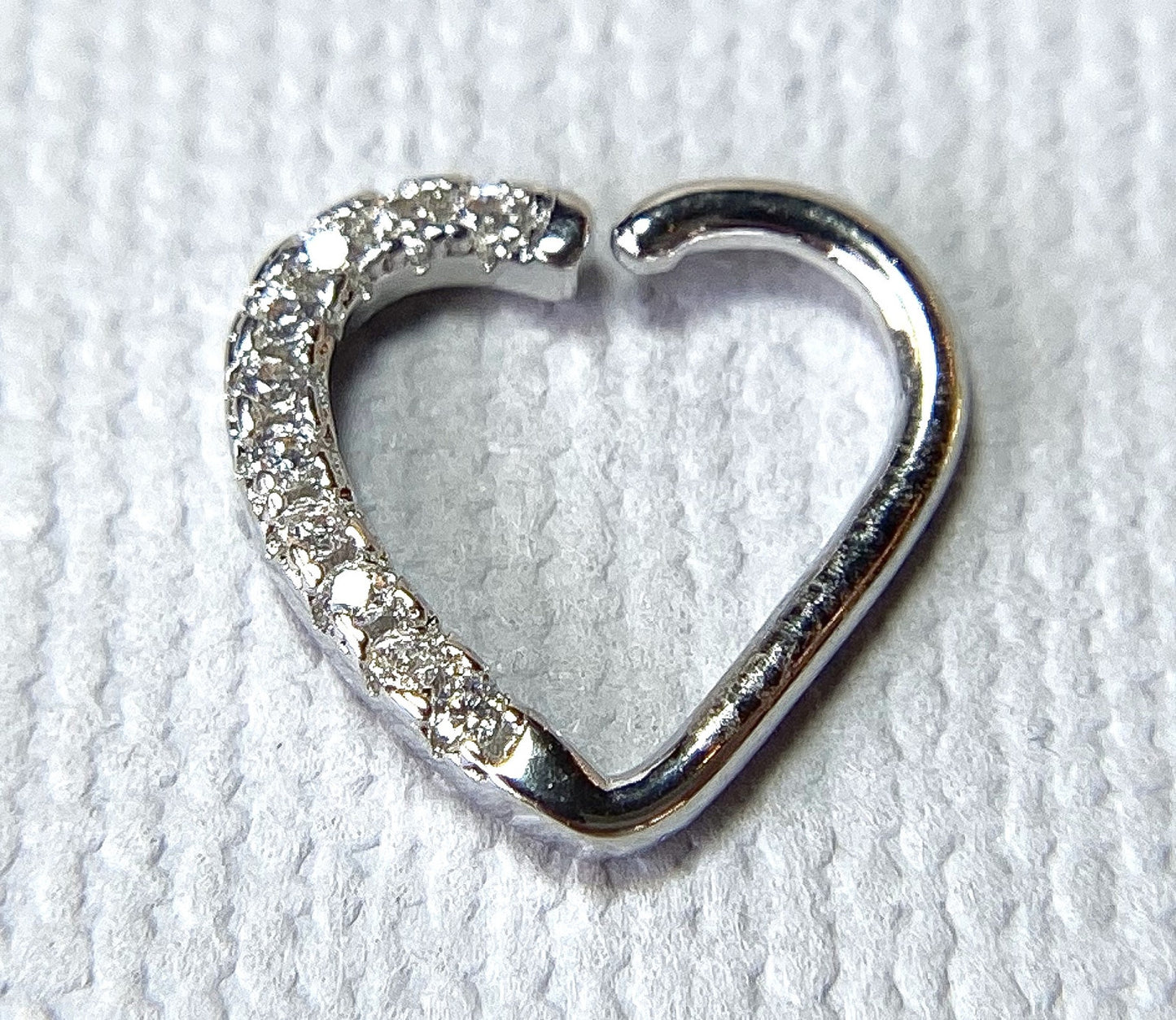 1pc Heart Bendable Ear Hoop Ring Lined CZ Gems Cartilage Daith Helix Snug