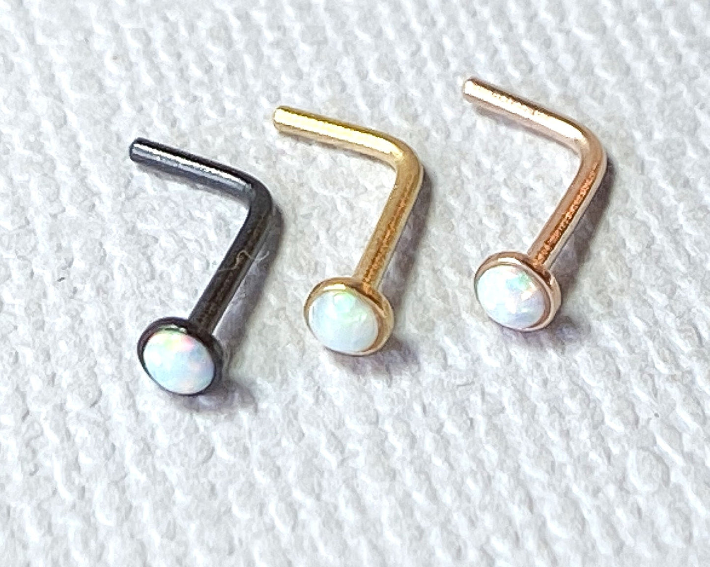 3pcs Value Pack Synthetic Opal Set 20g IP Nose Rings - choose Studs or L-Bend