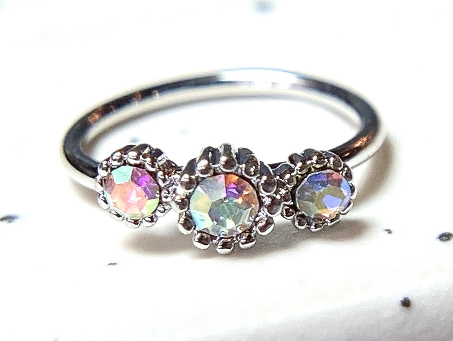 1pc Three CZ Gem Hoop Nose / Cartilage Ring Rook Daith Helix Tragus