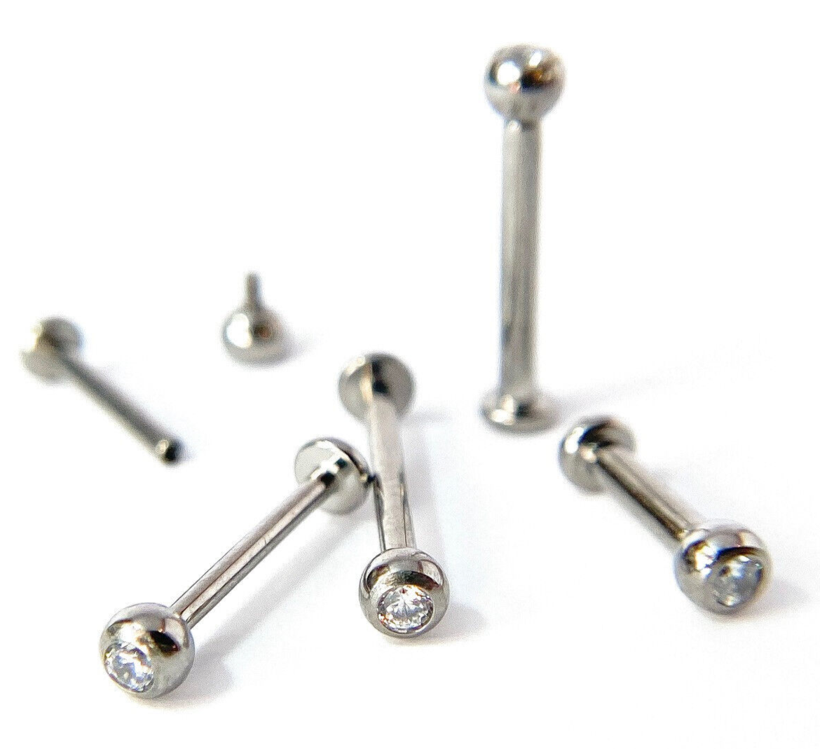 1pc Internally Threaded Grade 23 Solid Titanium Gem Labret, Monroe Stud Lip Ring