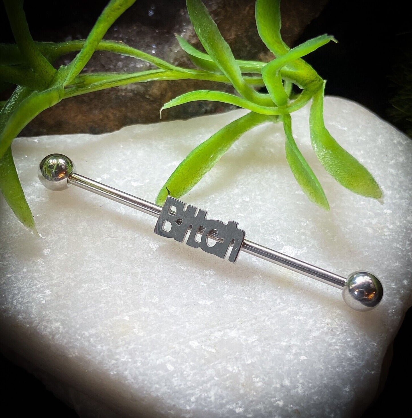 1pc Word Steel Industrial Barbell Piercing - choose from SEXY, B*TCH or F*CK ME