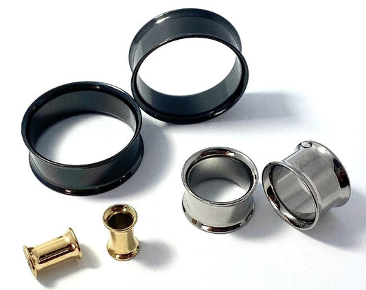 PAIR Solid Implant Grade Titanium Double Flare Tunnels Plugs Gauges Body Jewelry