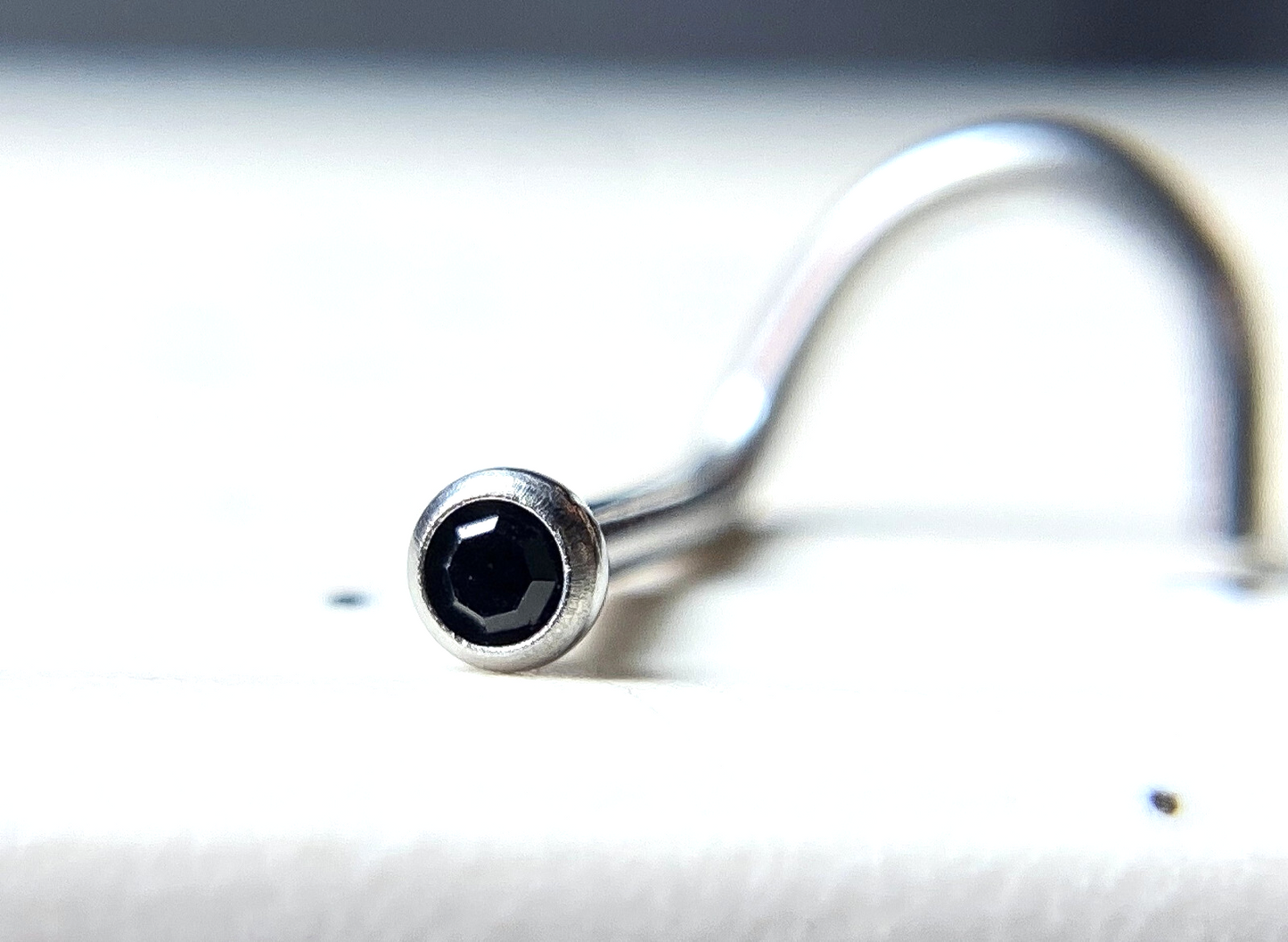 1pc Surgical Steel Nose Screw Ring w/ 2mm Press-Fit Gem Ball - choose color
