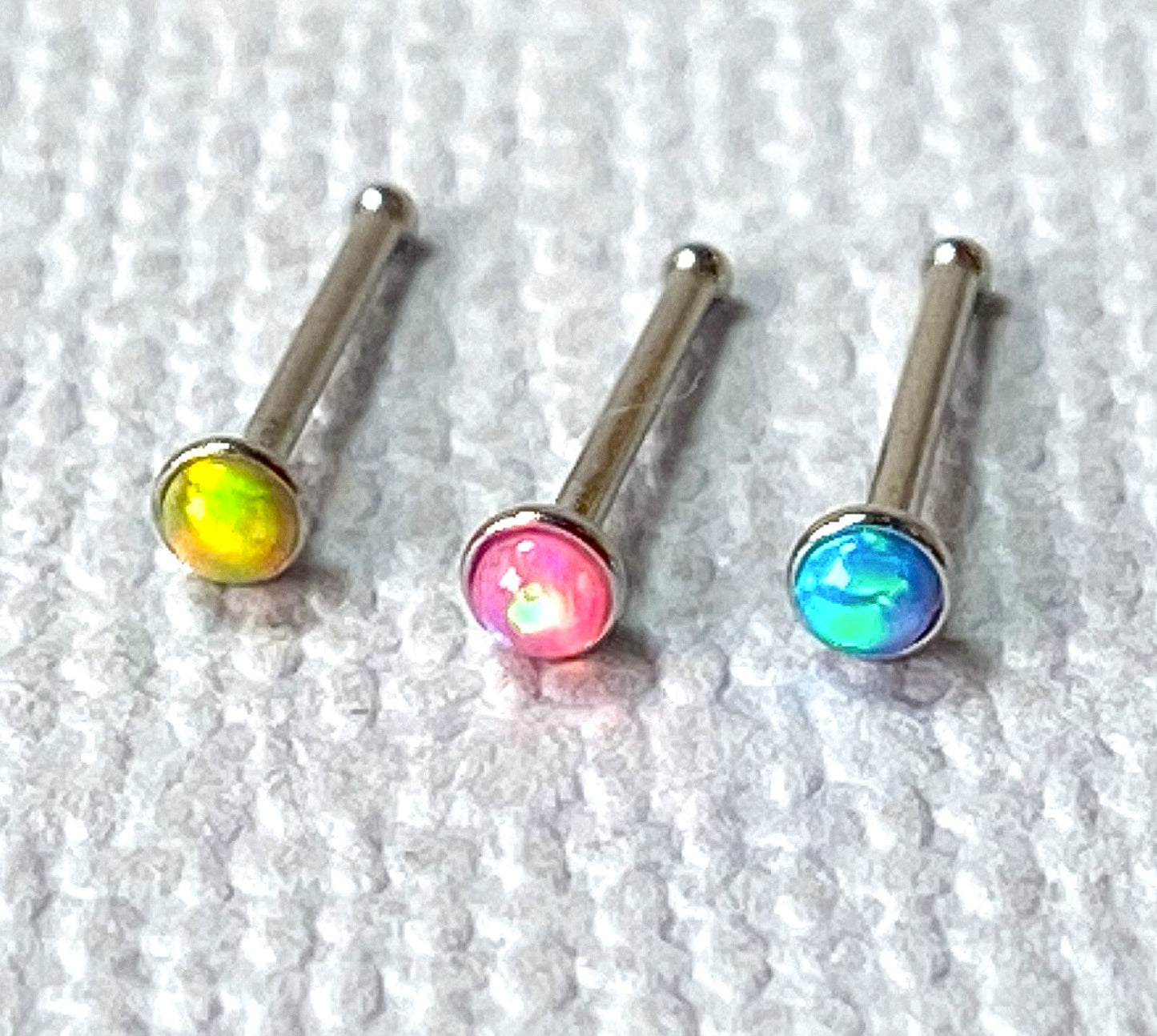 1pc Opal Set Nose Ring Stud Bone 316L Surgical Steel Body Jewelry