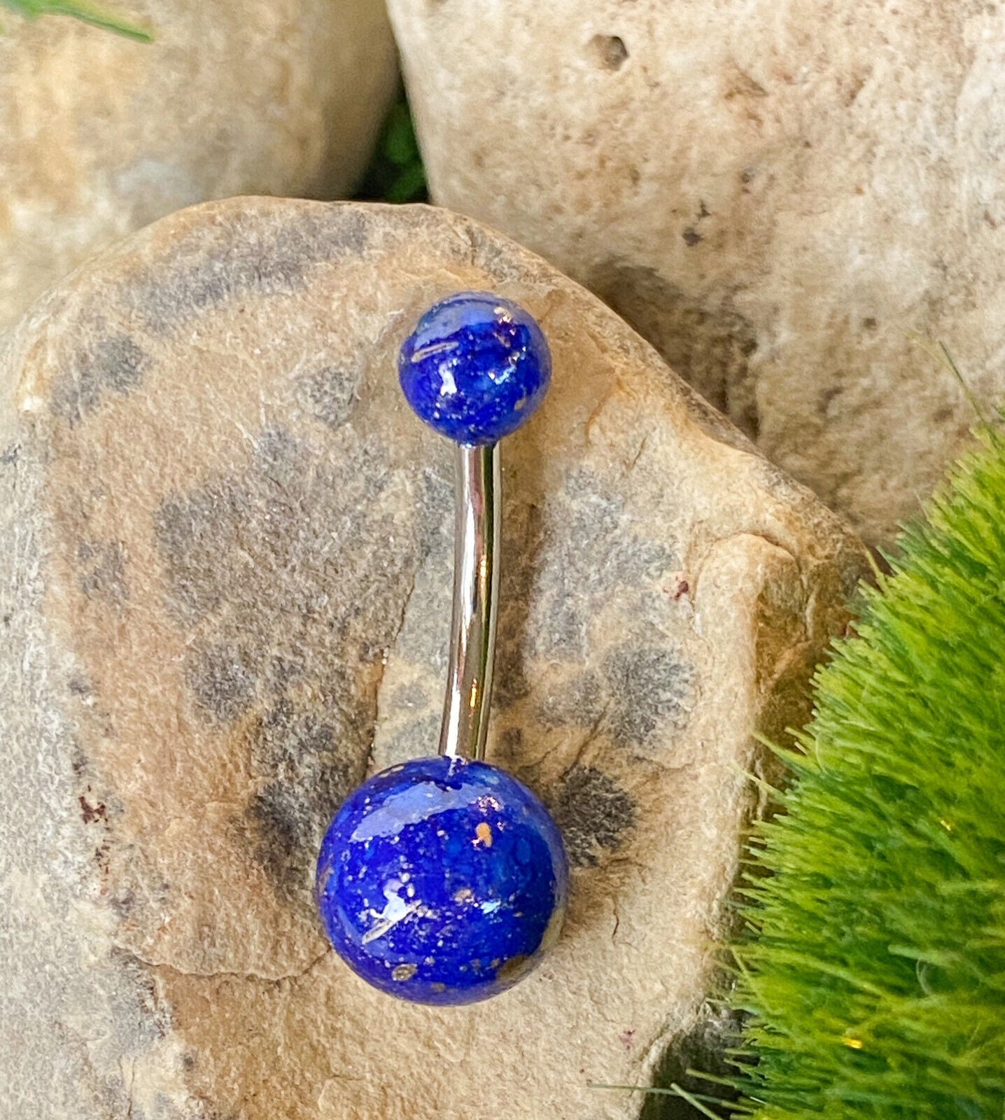 1pc Acrylic Fossil Ball Belly Ring Navel Piercing Pierced Naval Body Jewelry