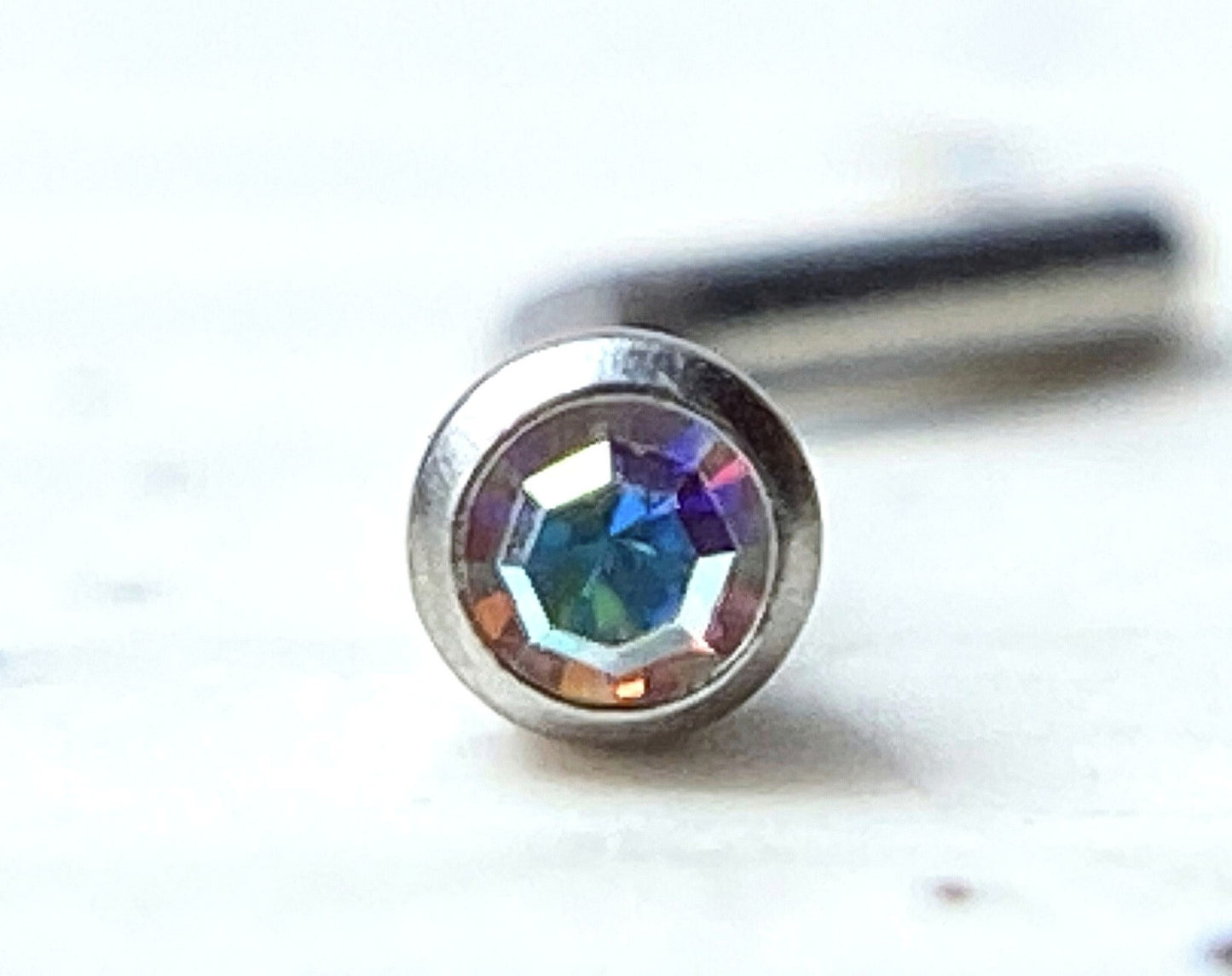 1pc L-Bend 20g Nose Ring Stud Screw Press-Fit CZ Gem 316L Surgical Steel