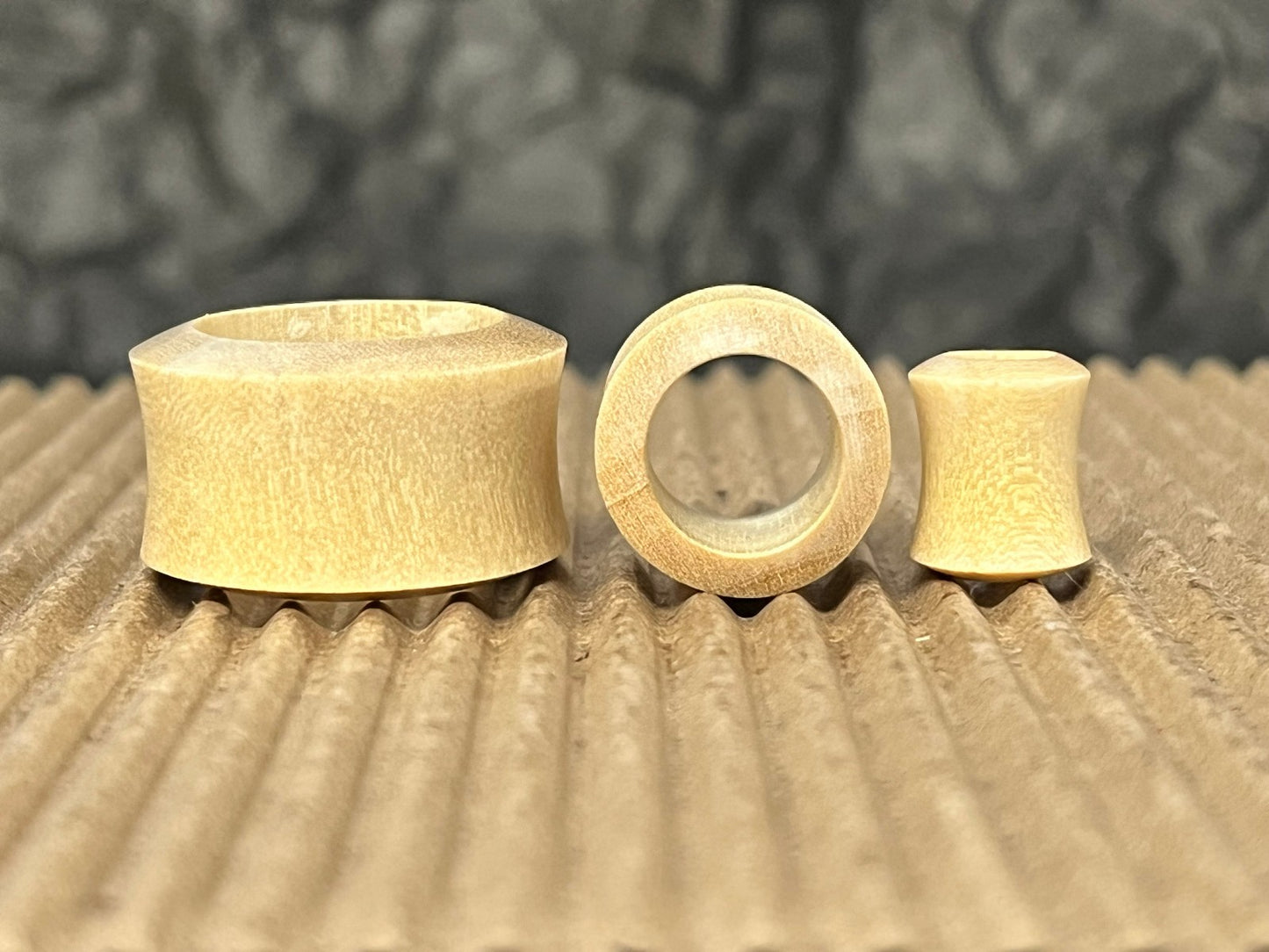 PAIR Blond Crocodile Wood Tunnels Plugs Organic Gauges Blonde Body Jewelry