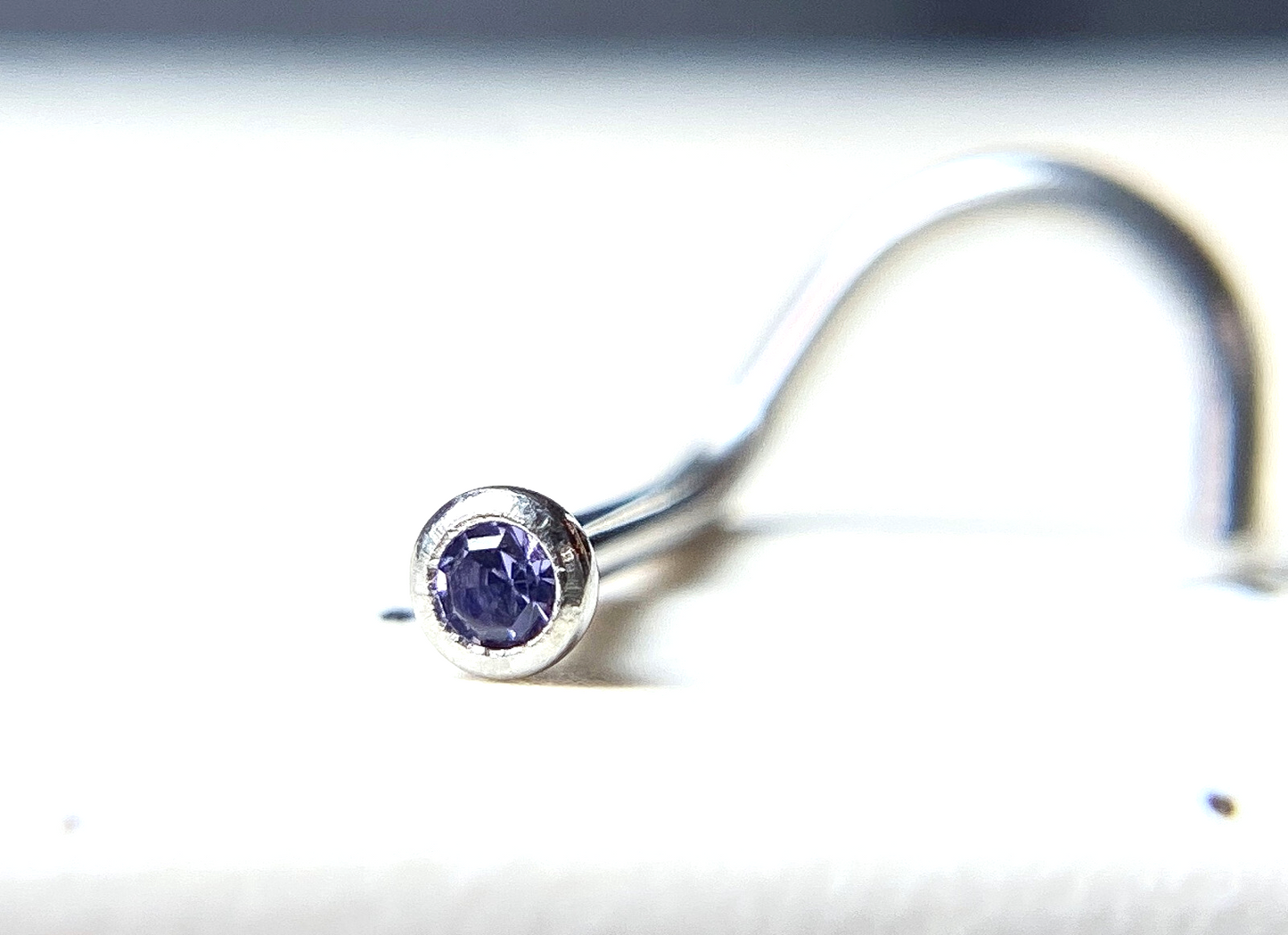 1pc Surgical Steel Nose Screw Ring w/ 2mm Press-Fit Gem Ball - choose color