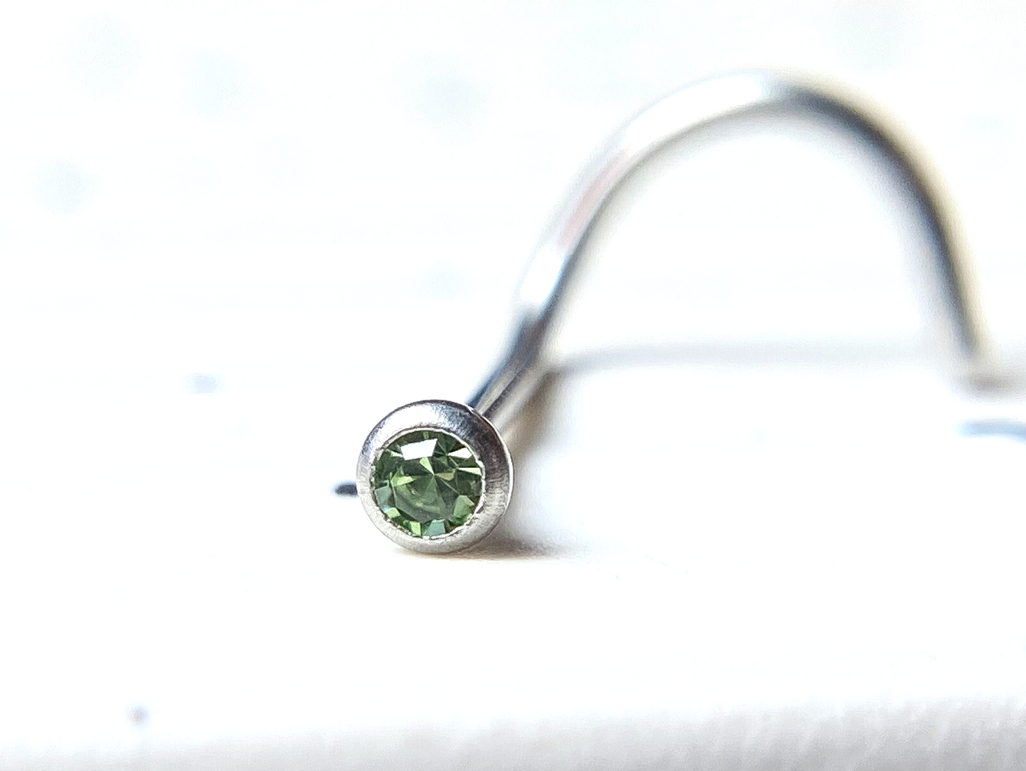 1pc Surgical Steel Nose Screw Ring w/ 2mm Press-Fit Gem Ball - choose color