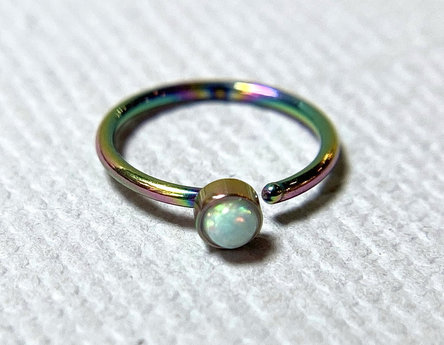 1pc Bendable Hoop Nose / Cartilage Ring w/ Set Opal Rook Daith Helix Tragus