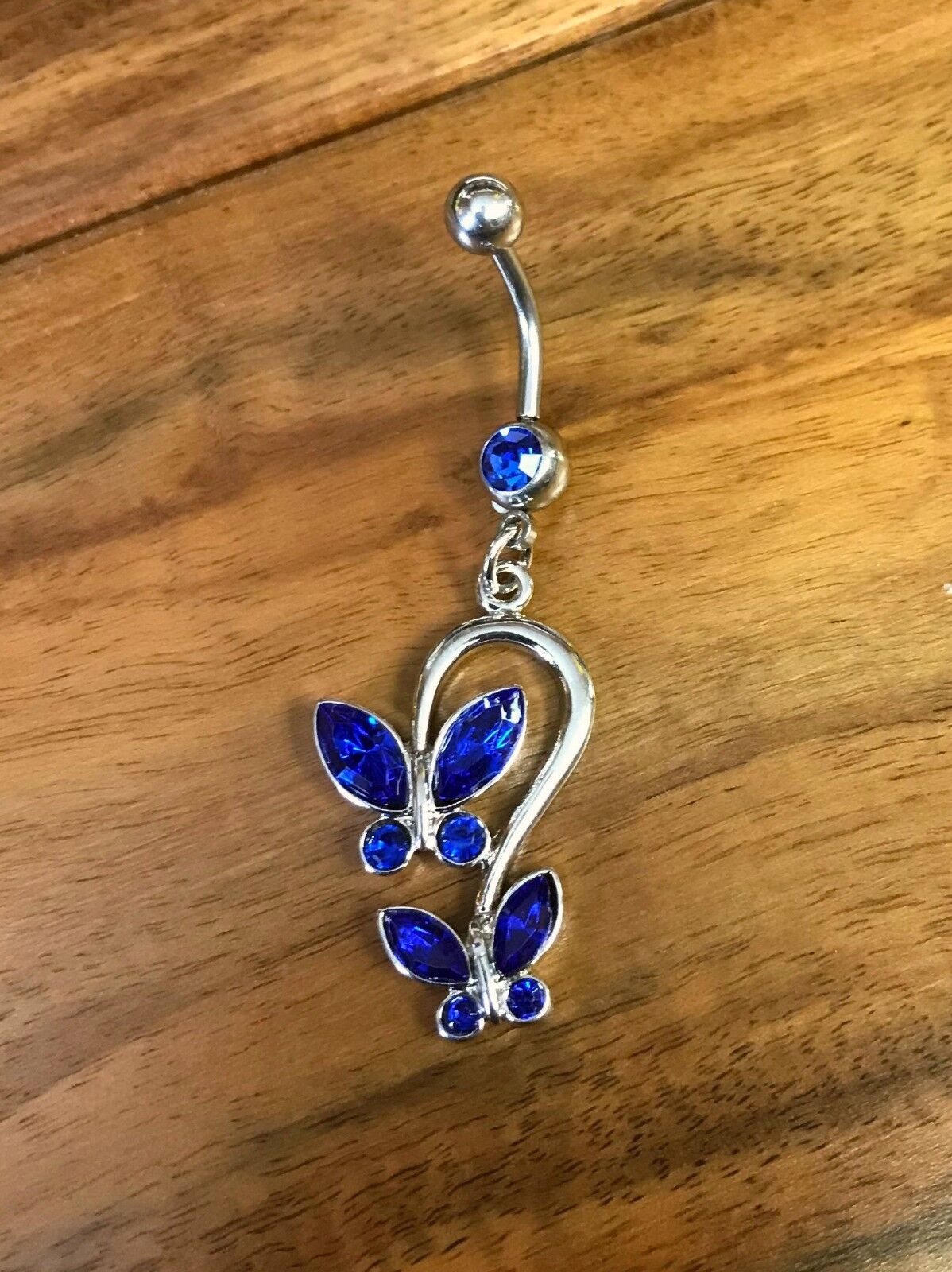 1pc Double Butterfly CZ Gems Dangle Belly Ring Navel Naval - choose your color