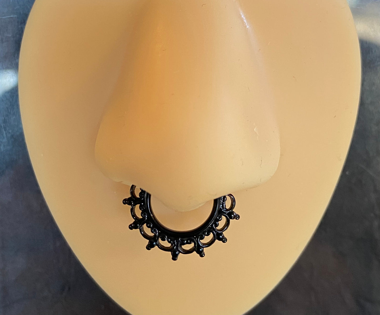 1pc 100% SURGICAL STEEL Lace Tribal Fan Septum Ring Clicker Pierced Nose 16g