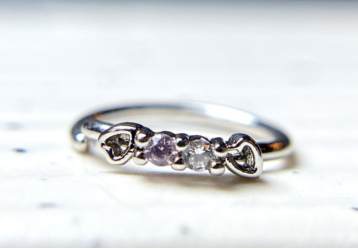 1pc Bendable Nose Hoop / Cartilage Ring CZ Gem Set Hearts for Rook, Daith