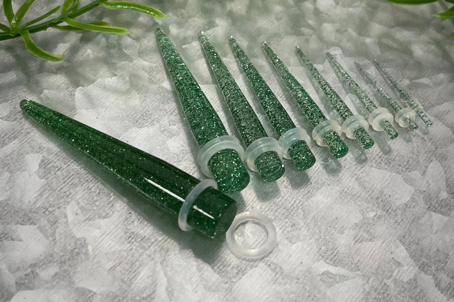 18pc Glitter Taper Expansion 14g thru 00g Plugs Gauges Expanders Stretching Kit